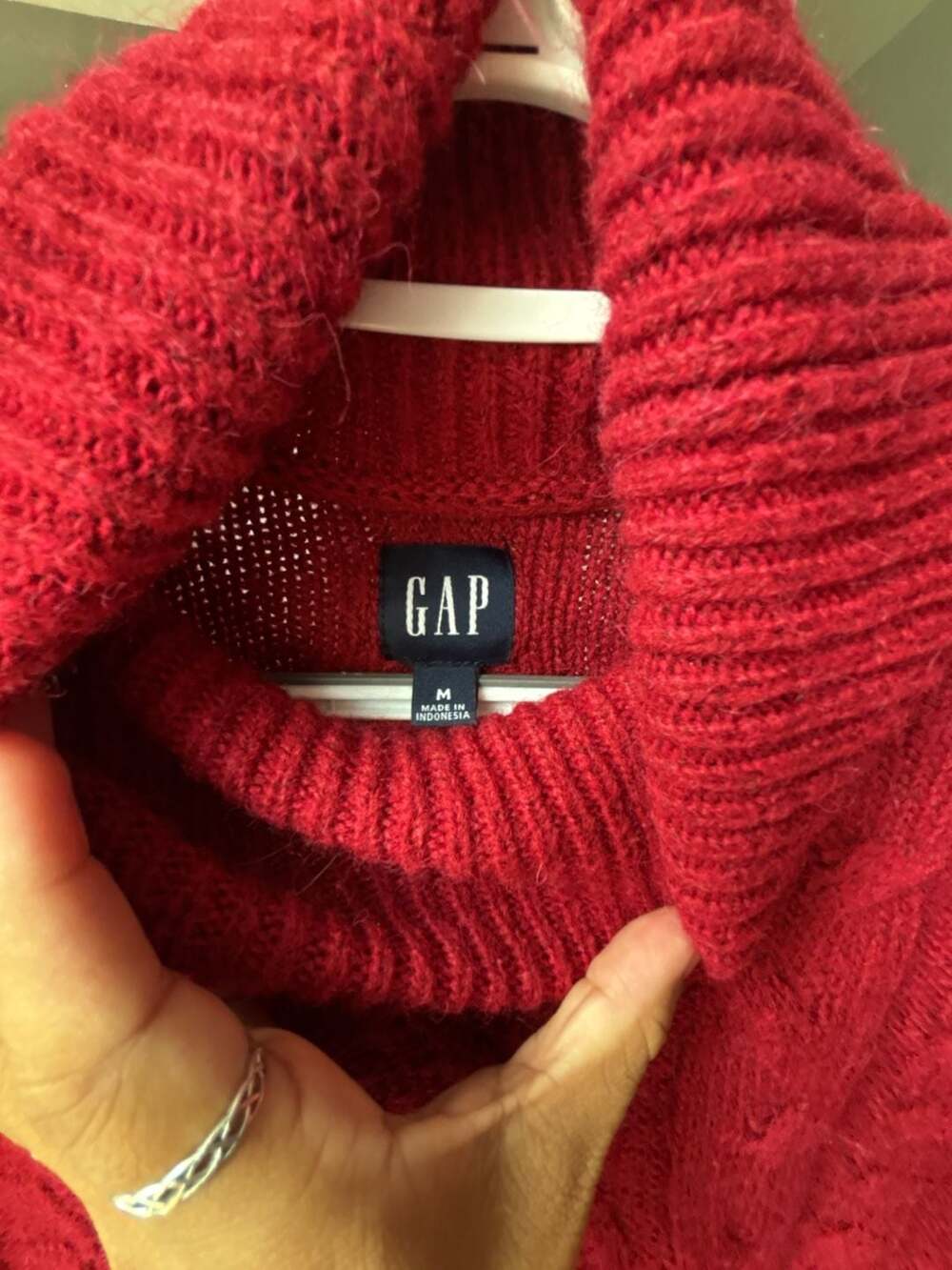 Gap Red Cable Knit Turtleneck Cowl Neck Sweater